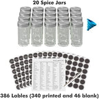 New England Stories Revolving Spice Rack Set with 20 Spice Jars, Kitchen Spice Tower Organizer for Countertop or Cabinet - Carousel Storage Includes 386 Spice Labels (Black) - Image 5
