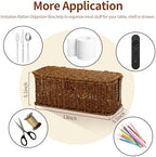 Cable Management Box, Desk Handwoven Rattan Cord Hider Cable Organizer Box With Lid Button Lock, Power Strip Cover Wicker Decorative Basket, Floor Wire Hiding Extension Cord Box (dark brown) - Image 6