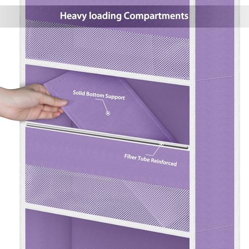 Univivi Fabric Over the Door Organizer for Baby Nursery, Purple, 6-Shelf - Image 5
