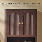 Bathroom Fluted Arched Wall Cabinet Set 2, 23.6''W Medicine Cabinet, Brown - Image 5