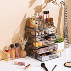 Sorbus Makeup Organizer, 7-Drawer Acrylic 2-Piece Set (Black Jewel) - Image 5