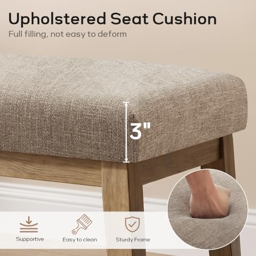 Zihanhome Entryway Shoe Bench, End of Bed Bench,Upholstered Bench(Brown) - Image 5