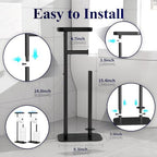 Kitsure Toilet Paper Holder Free Standing – Rustproof Metal Toilet Paper Stand for 4 Rolls with Anti-Slip Base and Shelf for Phone & Small Items, Bathroom Organizers and Storage, Medium, Black, 2Pack - Image 2