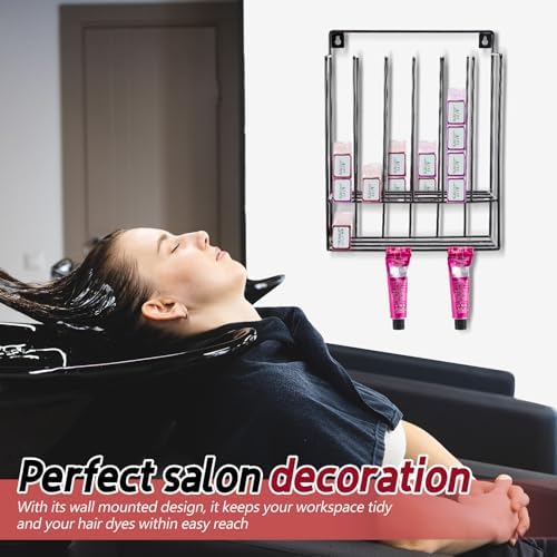MorningRo Hair Color Organizer for Salon Metal Hair Color Tube Storage Rack Wall Mounted Organizer for Salon Beauty Home Dye Tube Display Tool, Black - Image 4