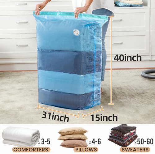 TAILI 8 Pack Vacuum Storage Bags, Jumbo Cube (31x40x15 Inch), Blue - Image 3