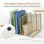 5-Section Vertical File Organizer for Desk, Gold - Image 3