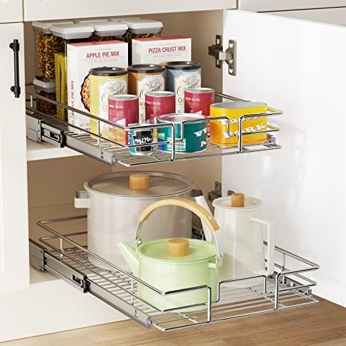 LOVMOR Pull Out Cabinet Organizer 20" W x 18" D, Kitchen Cabinet Pull Out Shelves Slide Out Storage… - Image 5