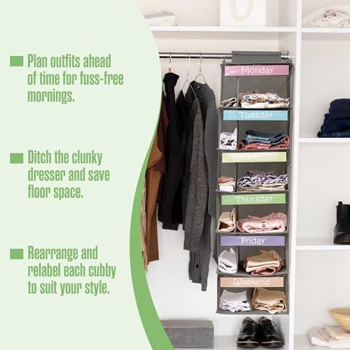 Kids Clothes Organizer, Weekly Clothes Organizer for Kids, 6 Shelf, Grey - Image 3