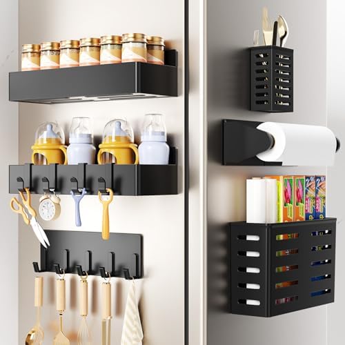 Mystozer Magnetic Spice Rack for Refrigerator Black, 6 Pack by Mystozer