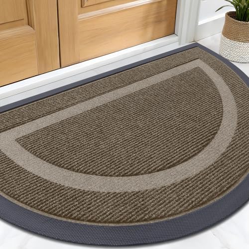 OLANLY Half Circle Front Door Mat Outside 33x21 All-Season Rubber Doormat by OLANLY