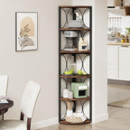 Tribesigns 67 inch Tall Corner Shelf, 6 Tier Rustic Corner Bookshelf Bookcase Storage Rack Standing Shelving Unit for Living Room, Small Space - Image 5