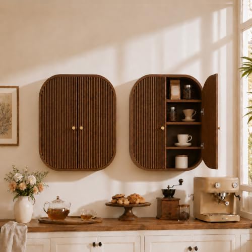 Bathroom Arched Wall Storage Cabinet 4-Tier, Walnut - Image 7