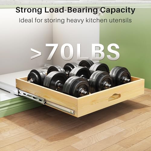 Pull Out Cabinet Organizer, Soft Close Wooden Slide Out Drawers for Pots and Pans, Full-extension Roll Out Shelves for Kitchen Cabinets, Pantry Organization, Bottom & Side Mount(23"W X 21"D x 3.4''H) - Image 6