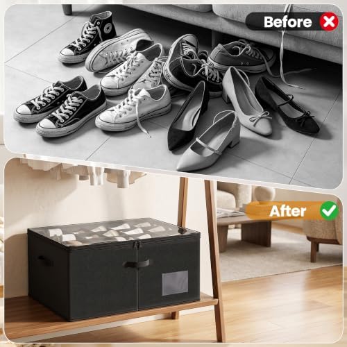 Shoe Organizer for Closet,Foldable Box with Clear Cover,Adjustable dividers - Image 5
