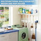 HUFAND Broom Holder Wall Mount, 27" Mop and Broom Organizer with Top Shelf - Image 5