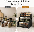 3 Tier Spice Rack Organizer for Cabinet, Wood Spice Shelf Storage, Kitchen Seasoning Organizer for Kitchen Countertop or Pantry, Spice Bottles, Bottles, Black - Image 5