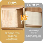 4 Pcs Pegboard Drawer Organizer with 48 Pegs, 20.98x5.91 Inch Wooden Peg Board Kitchen Plate Organizer for Drawer Pegboard Storage Rack with Adjustable Peg for Tableware, Plate, Bowl, Cookware - Image 5