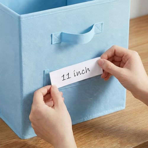 Storage Bins,11 Inch Cube Storage Bin with Labels,6pcs,Pastel Blue - Image 4
