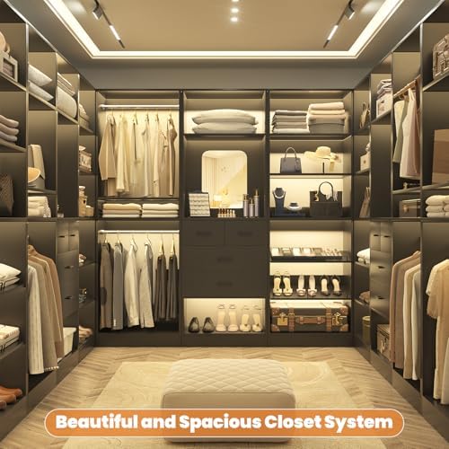 Unikito 25" Closet Organizer System with Hanging Rods and Shelves, Black - Image 4