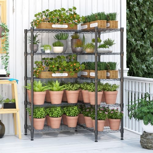 Homdox 5 Tier Storage Shelves Wire Shelving Unit Metal Shelves for Storage Heavy Duty Garage Shelf Pantry Shelves Kitchen Shelving, 14"x60"x72", Black - Image 6