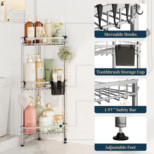 Consumest Corner Shower Caddy Stand - Rustproof Bathroom Organizer&Storage - Image 4