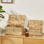 2PCS Wicker Storage Baskets with Lids Decorative Rattan Boxes - Image 5