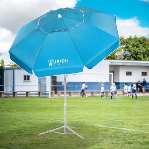 AMMSUN Shade Umbrella, Premium Portable Umbrella with Stand, 6.5ft Lightweight Free Standing Canopy for Sporting Games, Adjustable Instant Sun Protection and Easy to Carry, Light Blue - Image 4