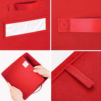 11 Inch Storage Cube,Storage bin,cube storage (Set of 10) Foldable Fabric Cube Storage Bins with 10 Labels Window Cards & a Pen,Baskets Containers for Shelves,Closet Organizers Box,Red - Image 3