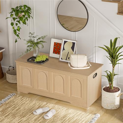 DINZI LVJ Storage Chest, Wooden Toy Box with Lid, Natural 47.2" L - Image 2
