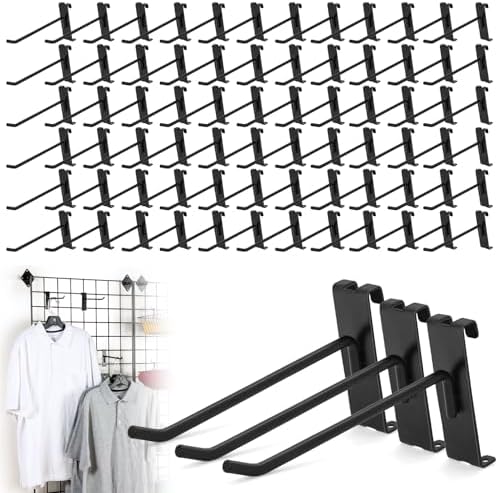 100 Pcs Gridwall Hooks, 6 Inch Grid Wall Hook Display for Gridwall Panel by BIOBUBANA