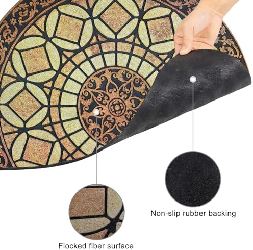 CHICHIC Entrance Door Mat Large 18 x 30 Inch Entry Way Doormat Front Door Rugs Outdoors Heavy Duty Welcome Mat Non Slip Rubber Back Low Profile for Garage, Patio, High Traffic Area, Semicircle - Image 4