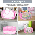 4 Pcs Durable Collapsible Laundry Baskets, Foldable Large Opening Pop Up Laundry Hamper with Pocket, Clothes Hamper with Handles for Laundry, Bathroom, Kids Room, Dorm or Travel Pink - Image 7