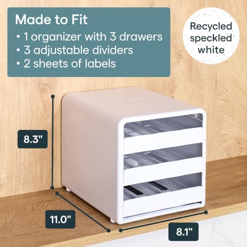 YouCopia SpiceStack,18-Bottle Adjustable Spice Rack Organizer, Pull-Out Seasoning Holder for Kitchen Cabinet and Pantry Storage with 104 Labels and Adjustable Dividers, Speckled White - Image 3