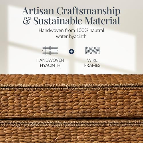 Best Choice Products Under Bed Storage Containers W/Lid, Wheels and Handles, 2-Pack Large Handwoven Water Hyacinth Closet Organizer, Shoe Storage Bins, Multi-Purpose Nesting Baskets - Chestnut - Image 3