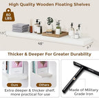 Floating Shelves for Wall, 48 inch Extra Long White Wall Shelves - Image 3