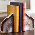 Agate Geode Bookends Heavy Duty Natural Crystal Stone Book Holders Decor by AMOYSTONE%C2%AE
