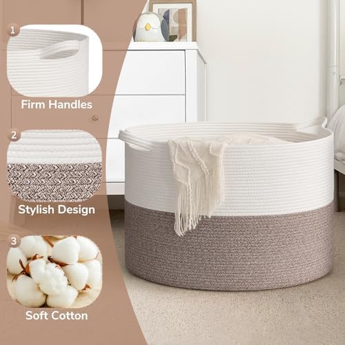 Goodpick Extra Large Woven Blanket Basket Living Room & Playroom, 115L - Image 5