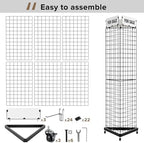 Urban Deco Rolling Grid Wall Display Stand with 24 Hooks, 21"x77" - Image 5