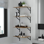 Deep Floating Wall Shelves - 4 Sets of 12 Inch Wide Rustic Brown Wood Shelves for Bathroom, Bedroom, Kitchen, Living Room - Image 7