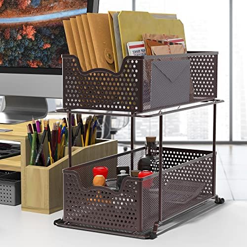 Simple Houseware 2 Tier Sliding Cabinet Basket Organizer Drawer, Bronze - Image 4