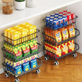 3-Tier Rolling Pantry Cart with Wheels, Stackable Wire Storage Floor Organizer for Kitchen Pantry Snack Shelves, Fruit Basket Stand, Vegetable Storage Rack for Food Snacks Onion Potato, Black, 2 Pack by MiyawellOfficial