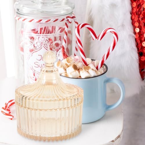 Beavorty jewelry box storage jars with lids taster bowls candy buffet holder makeup organizer cotton ball holder cookie containers with lids crystal candy jar dog treat jar Glass tray snack - Image 2
