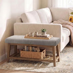 Zihanhome Entryway Shoe Bench, End of Bed Bench,Upholstered Bench(Grey) - Image 6