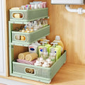 Under Sink Organizer, 3-Tier Thickened Metal Pull out Cabinet Organizer Shelf, Height Adjustable Slide out Storage Drawer Rack for Kitchen Bathroom Pantry Laundry Home Organization, 1-Pack, Green by HERJOY