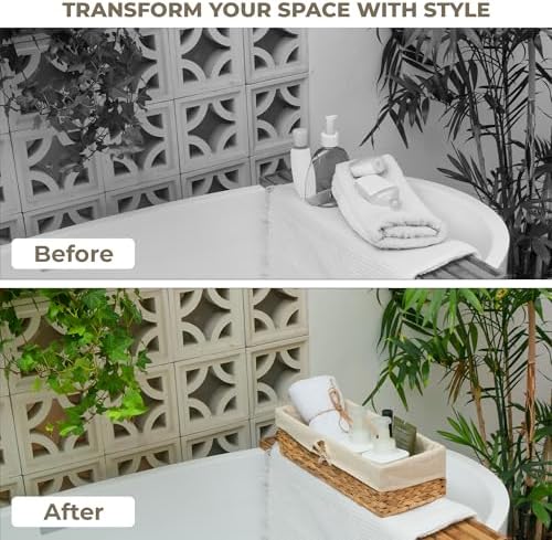 Tank Topper Storage Baskets - Woven Wicker Basket for Toilet Paper Holder, Baskets for Vanity, Bathroom, Pantry Organizing, or Coffee Table Decor Pack of 02 Waterhyacinth - Image 6