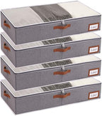 Yawinhe 48L Under Bed Storage,4 Pack Collapsible Container Bags,Grey by Yawinhe