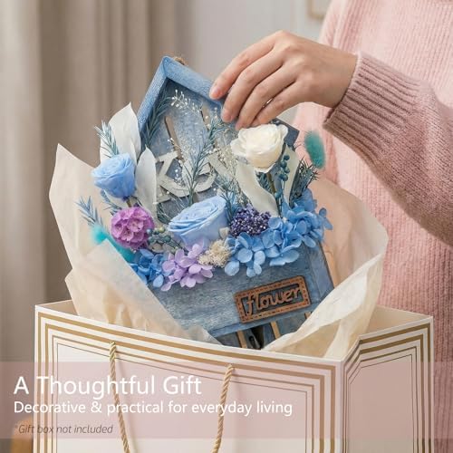 Key Holder Wall Mount with Preserved Blue Roses, Unique Wall Hooks for Home Decor, Forever Flowers Key Hook for Housewarming Gifts, Birthday Gifts for Women, Mom, Best Friend, Room Decor (Blue) - Image 6