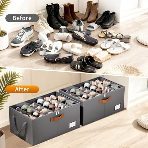 Shoe Organizer for Closet, Fits up to 40 Pairs, Gray, 2 Pack - Image 6