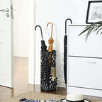 SONGMICS Umbrella Stand, Steel Round, Detachable Drip Tray, 4 Hooks - Image 2