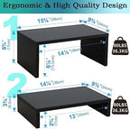 TEAMIX 2-Pack Monitor & Laptop Stand Riser,Wood High-Low Dual Monitor Setup - Image 4